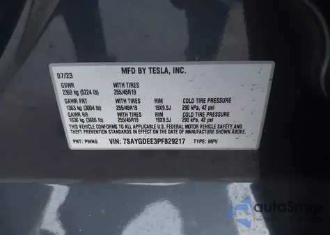 2023 Tesla Model Y Awd/Long Range Dual Motor All-Wheel Drive из США, поврежденный, VIN 7SAYGDEE3PF829217